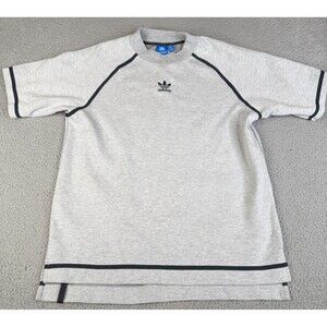 Adidas Sweatshirt Womens L Gray Crewneck Pullover Boxy Sweater Boxy Trefoil Logo